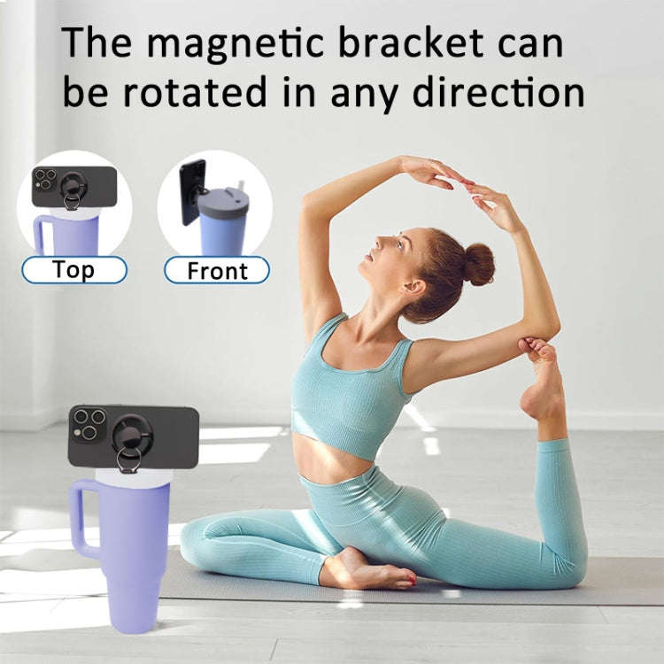 For Stanley 40oz Tumbler Cup Leak-proof Silicone Lid with Magnetic Phone Holder(Pink)