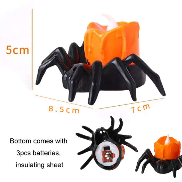 LED Halloween Spider Candle Light Electronic Ambient Decorative Night Lamp Desktop Ornament(Warm ...