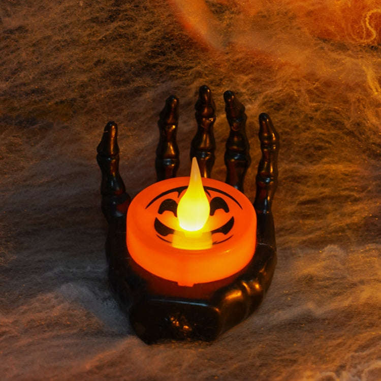 Halloween LED Candle Light Ghost Festival Decoration Palm Rest Night Light Horror Layout Prop(Black)