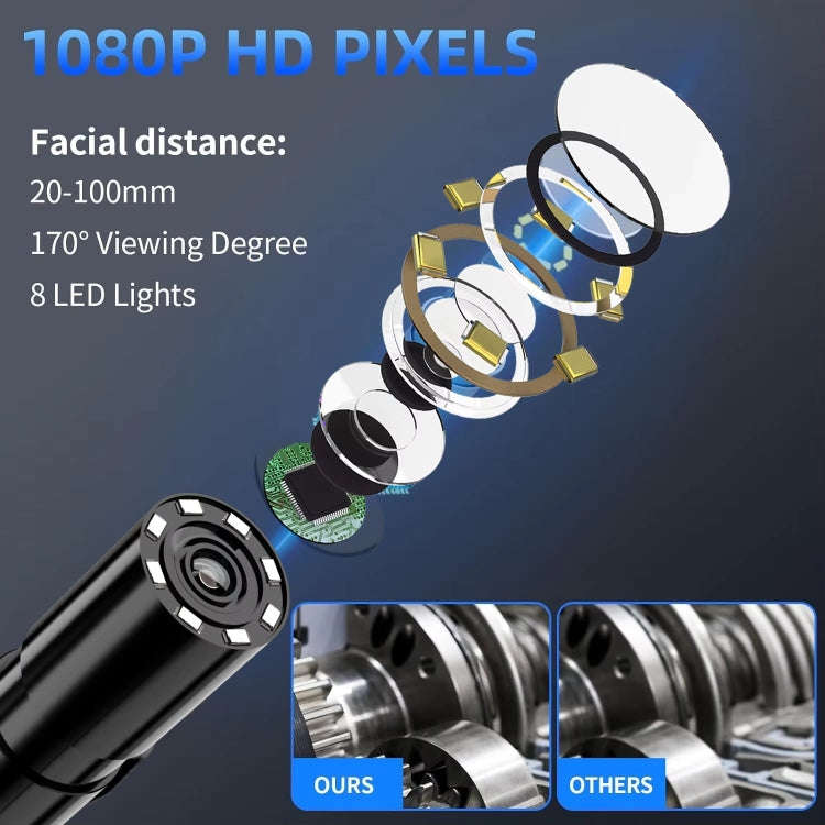 8mm Pipeline Camera Engine Cylinder Endoscope With Screen, Length: 2m Hard Wire