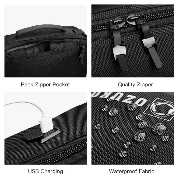Ozuko Business Laptop USB Backpack Men Schoolbag(Dark Blue)