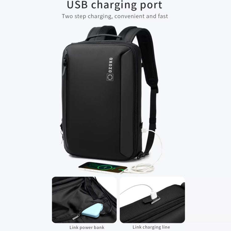 Ozuko Business Laptop USB Backpack Men Schoolbag(Dark Blue)
