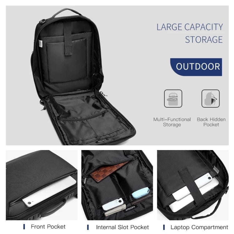 Ozuko Business Laptop USB Backpack Men Schoolbag(Dark Blue)