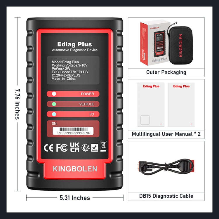 KINGBOLEN OBD2 Car Tester Diagnostics(Ediag Plus)