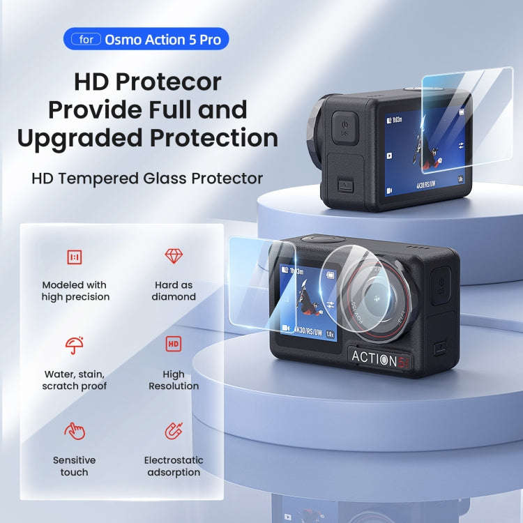 For DJI Osmo Action 5 Pro aMagisn 9H Hardness Tempered Glass Set Package A