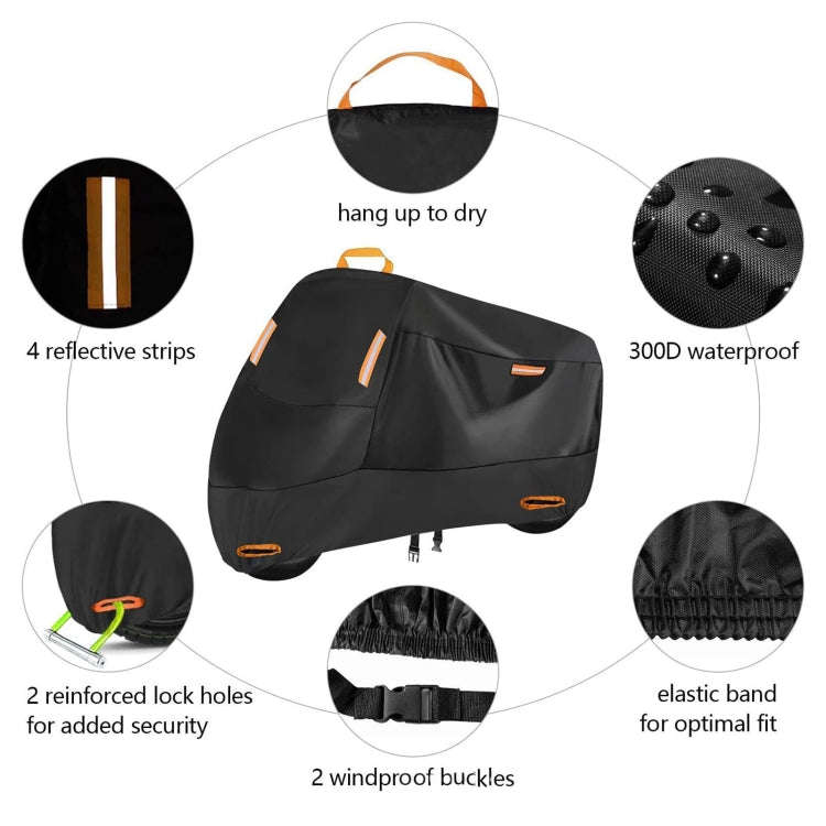 Motorcycle Rain Sun Protection Cover Oxford Cloth Dustproof With Anti-theft Buckle, Size: L