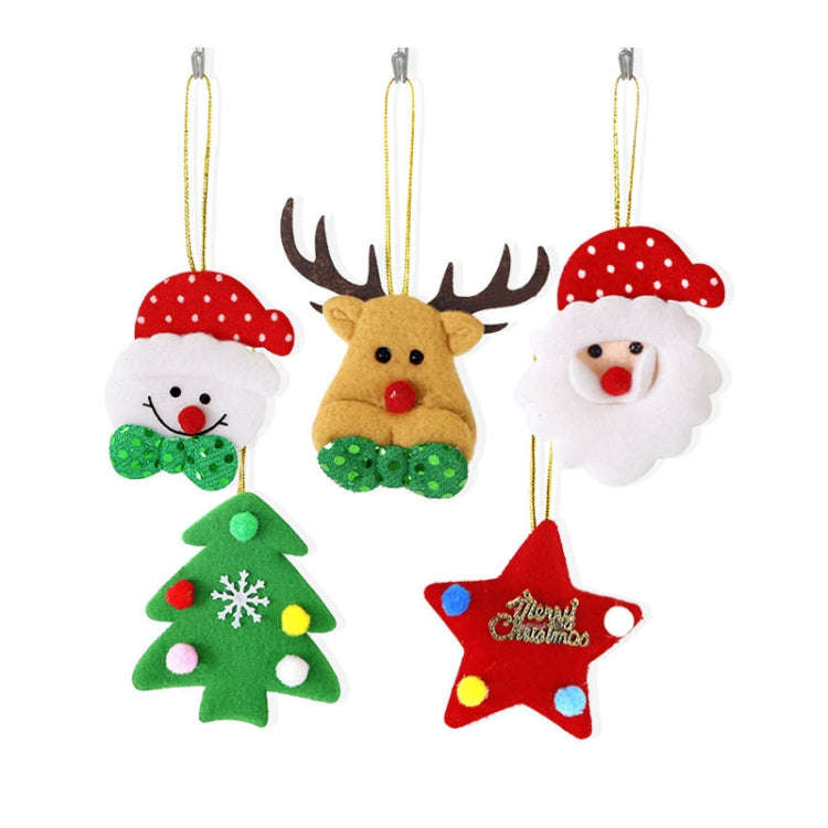 5pcs /Bag Christmas Tree Pendant Cartoon Santa Claus Elk Snowman Pentagram Plush Dolls Hanging Or...