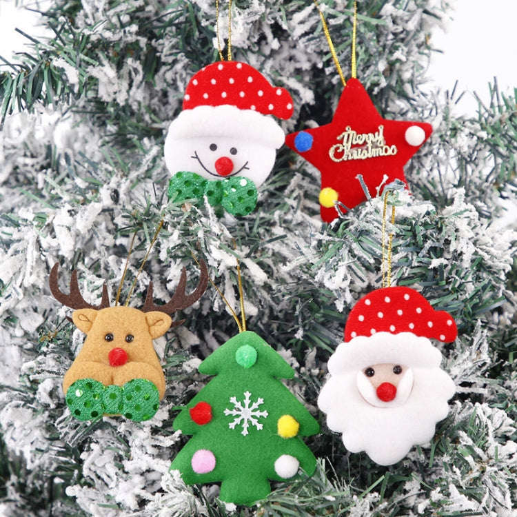 5pcs /Bag Christmas Tree Pendant Cartoon Santa Claus Elk Snowman Pentagram Plush Dolls Hanging Or...