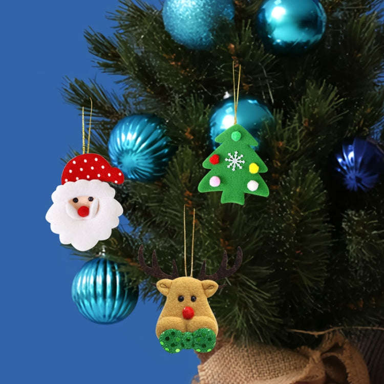 5pcs /Bag Christmas Tree Pendant Cartoon Santa Claus Elk Snowman Pentagram Plush Dolls Hanging Or...