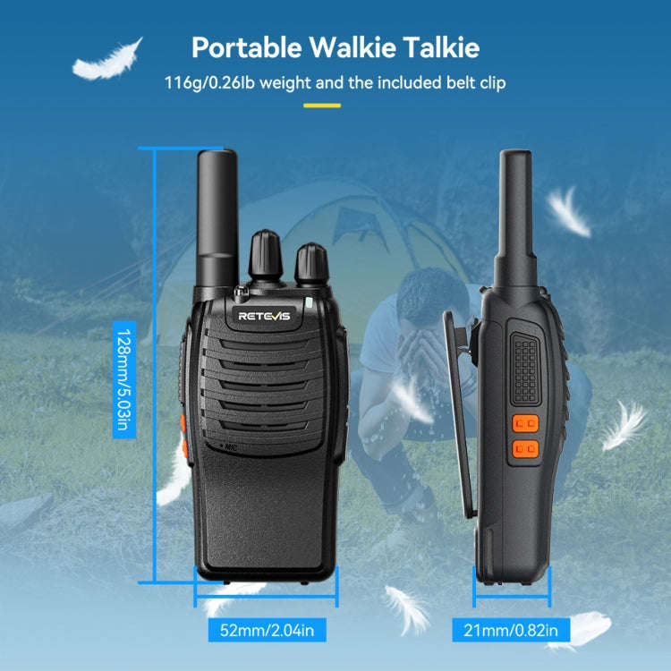 RETEVIS H777 1pair 16 Channels Compact Portable Handheld Walkie Talkie With Charging Base, Style:...