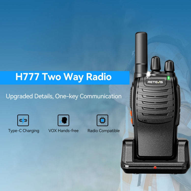 RETEVIS H777 1pair 16 Channels Compact Portable Handheld Walkie Talkie With Charging Base, Style:...