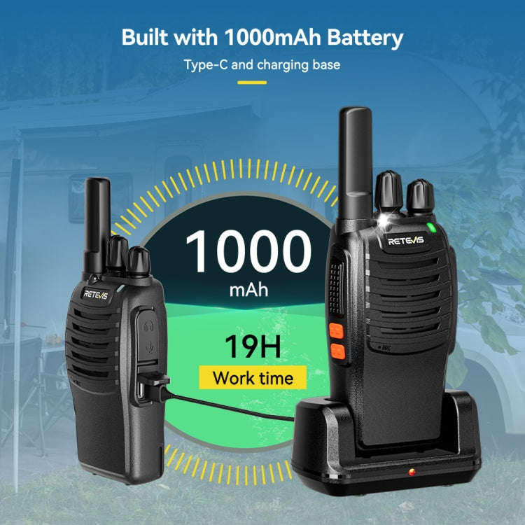RETEVIS H777 1pair 16 Channels Compact Portable Handheld Walkie Talkie With Charging Base, Style:...