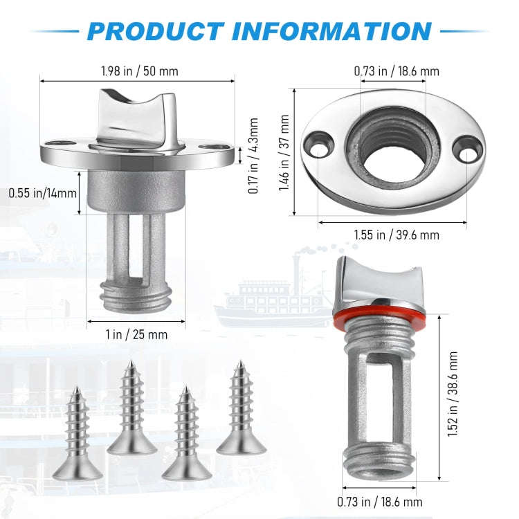 Stainless Steel Water Plug For Kayak Stern Drain, Set: 2pcs