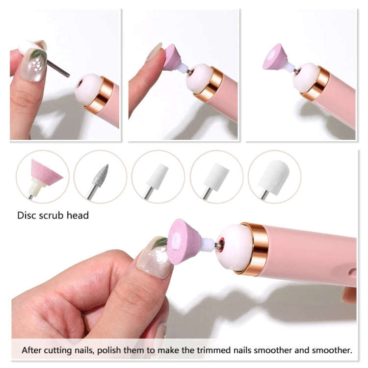 Mini Nail Grinder Nail Remover Portable Electric Nail Tool With Light(Light Pink)