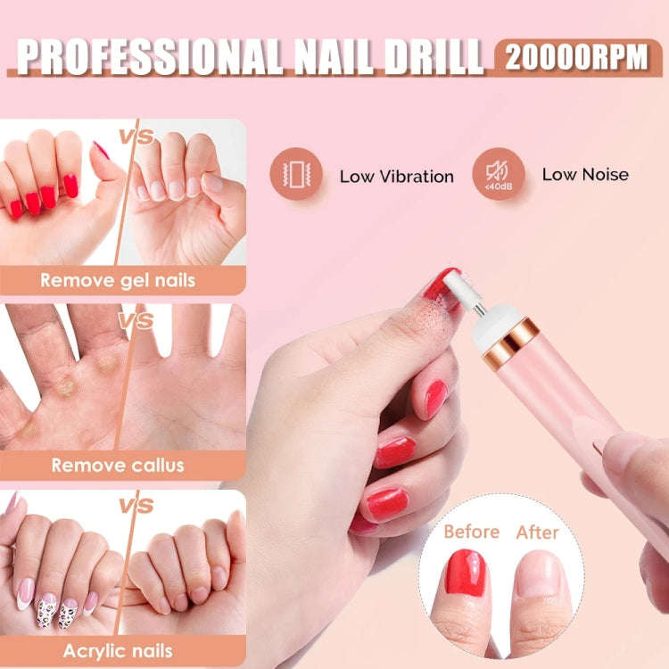 Mini Nail Grinder Nail Remover Portable Electric Nail Tool With Light(Light Pink)