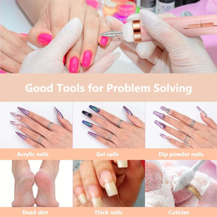 Mini Nail Grinder Nail Remover Portable Electric Nail Tool With Light(Light Pink)