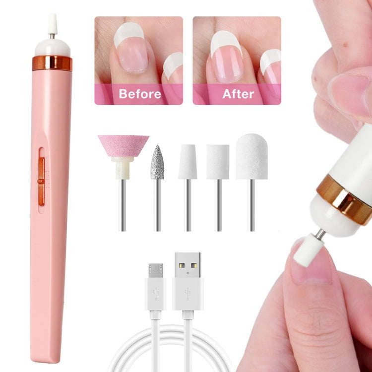 Mini Nail Grinder Nail Remover Portable Electric Nail Tool With Light(Light Pink)