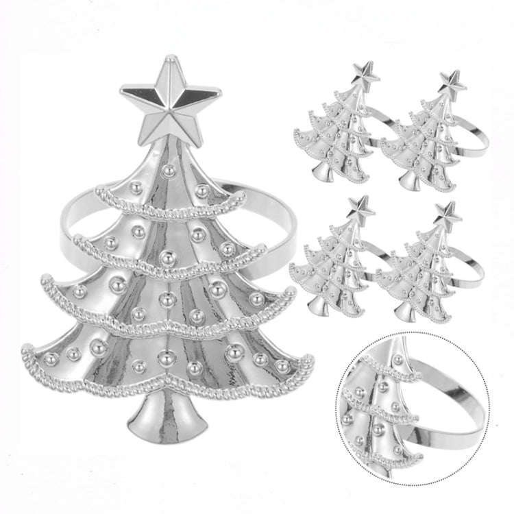 10pcs /Bag Christmas Tree Napkin Rings Metal Napkin Buckles Hotel Dinner Table Decoration(Gold)