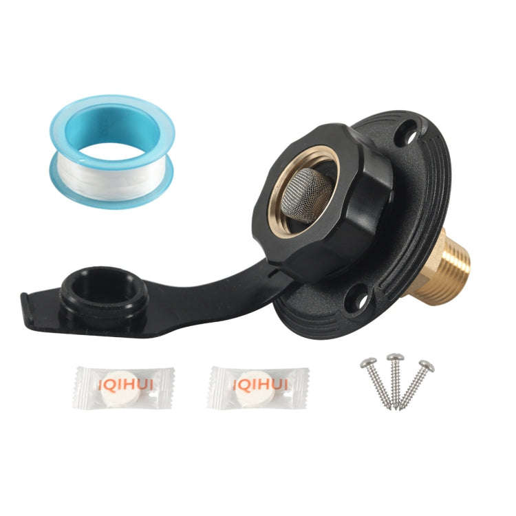 RV Brass Water Inlet Check Valve Yacht Accessories, Color: Black+Raw Tape
