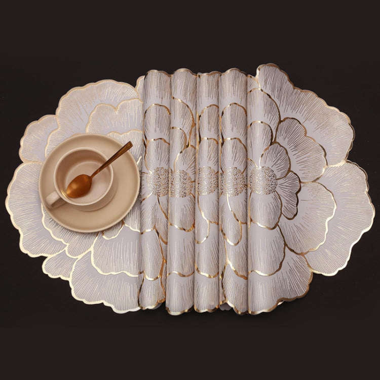 38cm Household Kitchen Heat Resistant Flower Hot Stamping Table Heat Insulating Pad(Gold Blue)