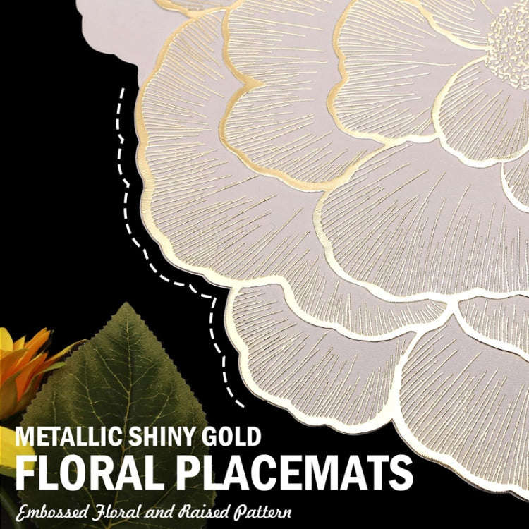 38cm Household Kitchen Heat Resistant Flower Hot Stamping Table Heat Insulating Pad(Gold Blue)