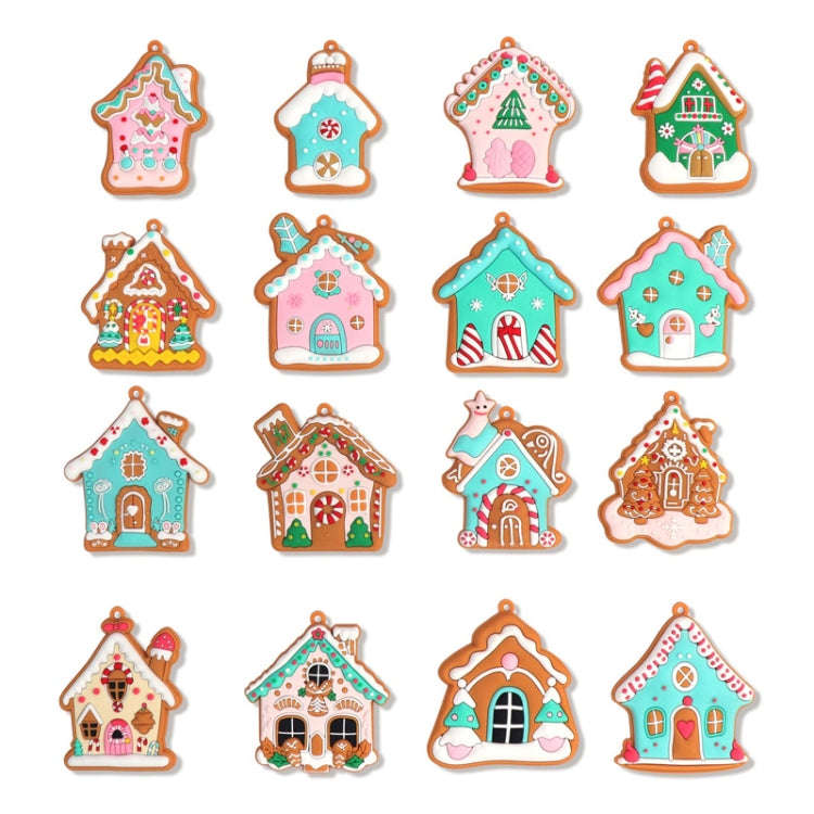 16pcs /Set PVC Christmas House Pendants Christmas Tree Decorations Scene Arrangement Props