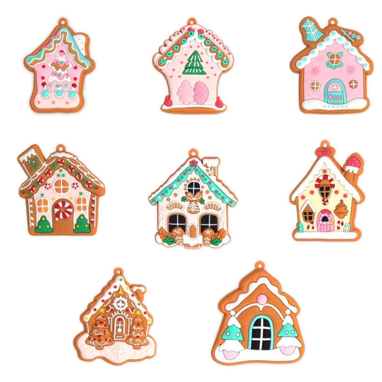 8pcs /Set B PVC Christmas House Pendants Christmas Tree Decorations Scene Arrangement Props