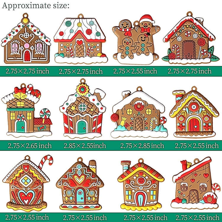 12pcs /Set House Christmas Decorations Pendants PVC Hanging Christmas Tree Ornaments Scene Arrang...