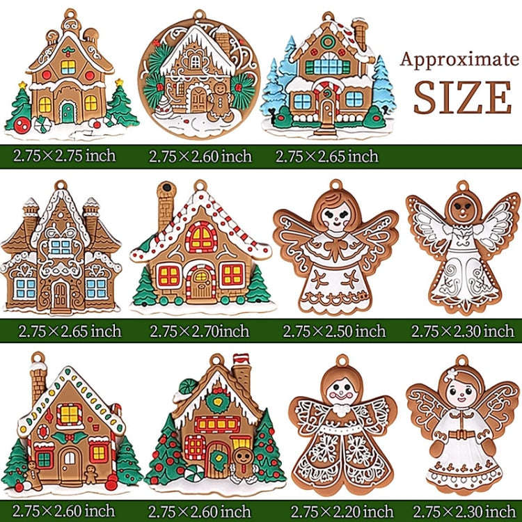 11pcs /Set House Christmas Decorations Pendants PVC Hanging Christmas Tree Ornaments Scene Arrang...