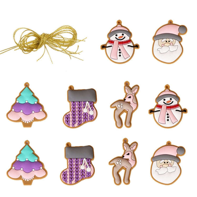 10pcs /Set Elk Snowman Christmas Decorations Pendants PVC Hanging Christmas Tree Ornaments Scene ...