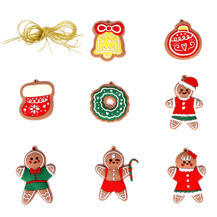8pcs /Set Colorful Gingerbread Man Christmas Decorations Pendants PVC Hanging Christmas Tree Orna...