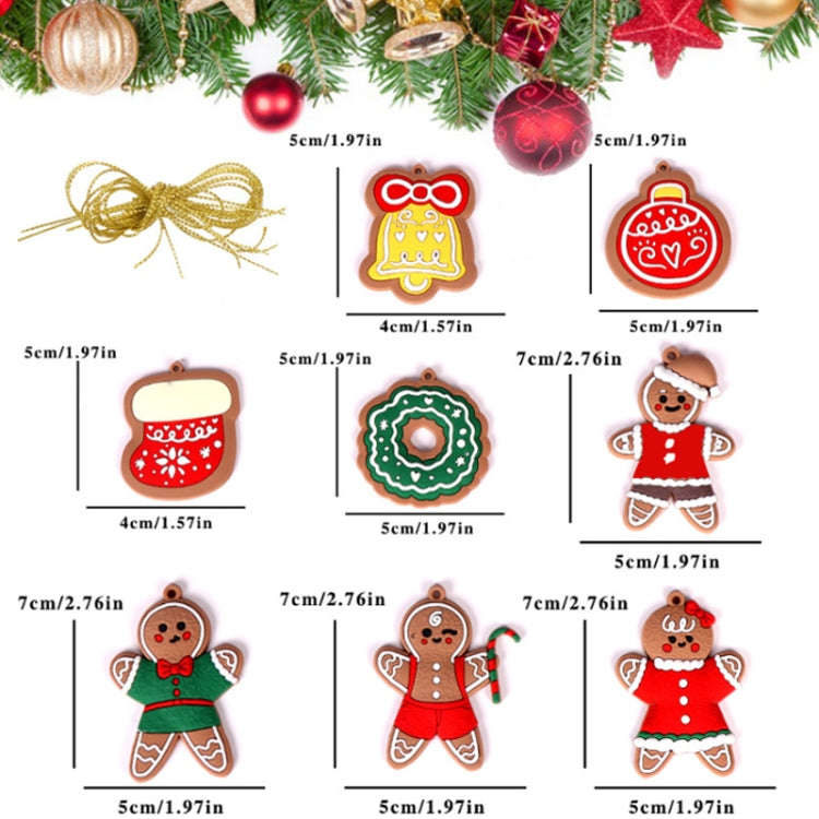 8pcs /Set Colorful Gingerbread Man Christmas Decorations Pendants PVC Hanging Christmas Tree Orna...