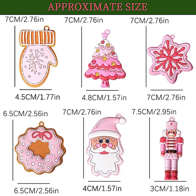10pcs /Set Pink Series Christmas Decorations Pendants PVC Hanging Christmas Tree Ornaments Scene ...