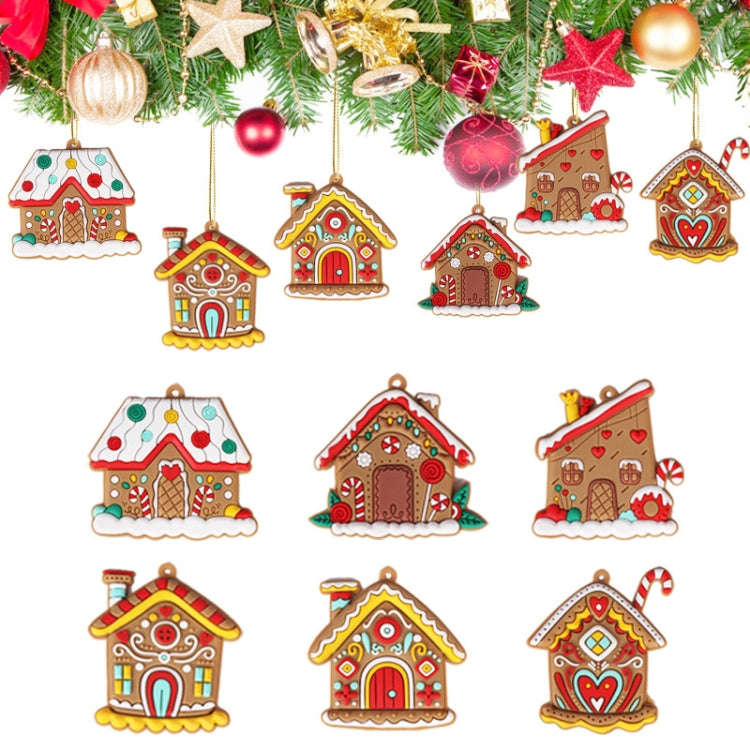 12pcs /Set House Christmas Decorations Pendants PVC Hanging Christmas Tree Ornaments Scene Arrang...