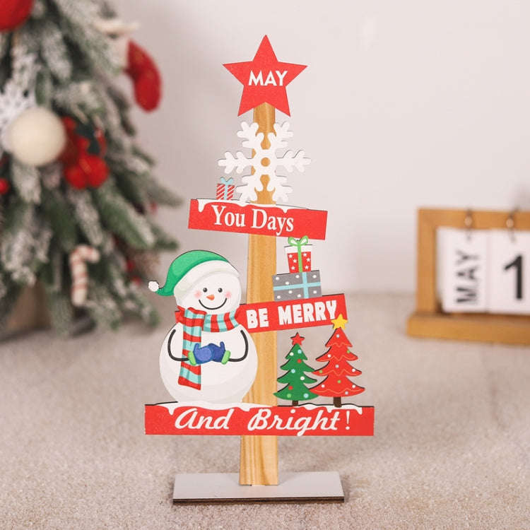 Christmas Decoration Wooden Desktop Ornament Restaurant Bar Scene Layout Decoration Crafts(Snowman)