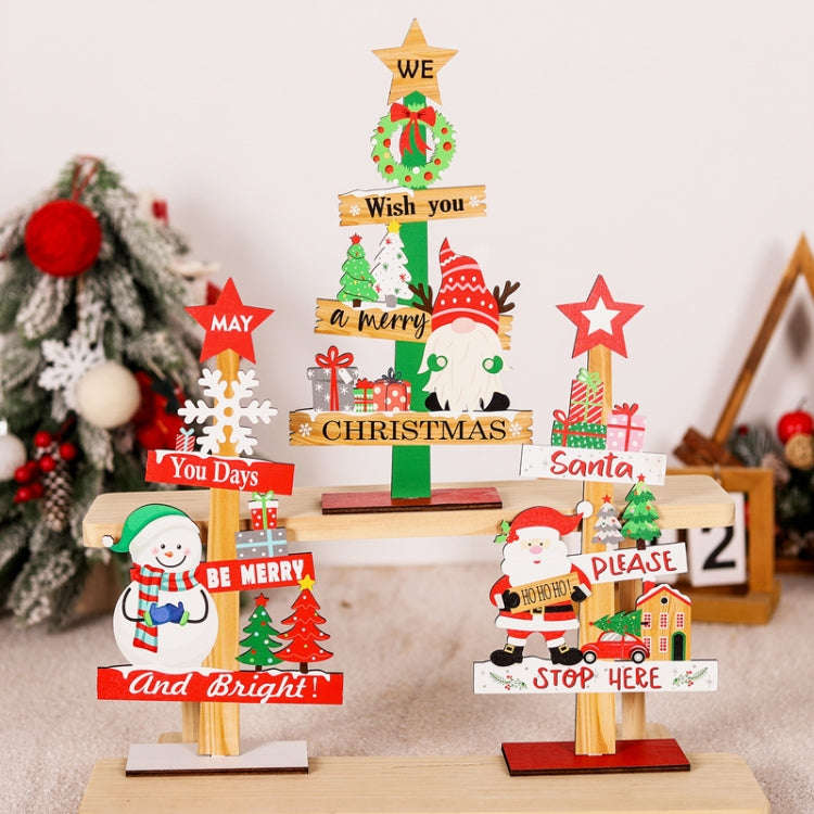Christmas Decoration Wooden Desktop Ornament Restaurant Bar Scene Layout Decoration Crafts(Snowman)