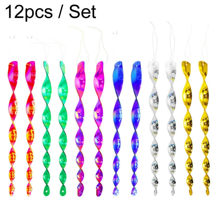 12pcs / Set 30cm Laser Bird Repellent Spiral Wind Reflective Stick Orchard Balcony Garden Decoration