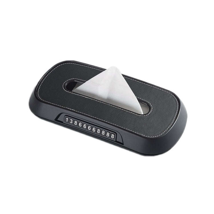 Car Sun Visor Hanging Sunroof Seat Back Tissue Box, Color: Leather Black