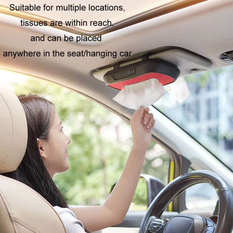 Car Sun Visor Hanging Sunroof Seat Back Tissue Box, Color: Suede Red