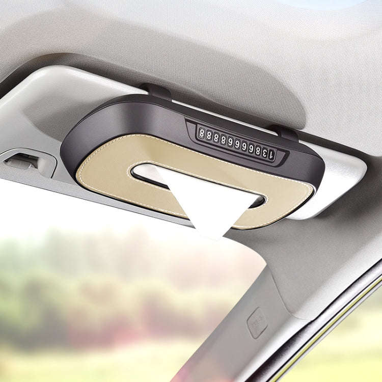 Car Sun Visor Hanging Sunroof Seat Back Tissue Box, Color: Leather Beige