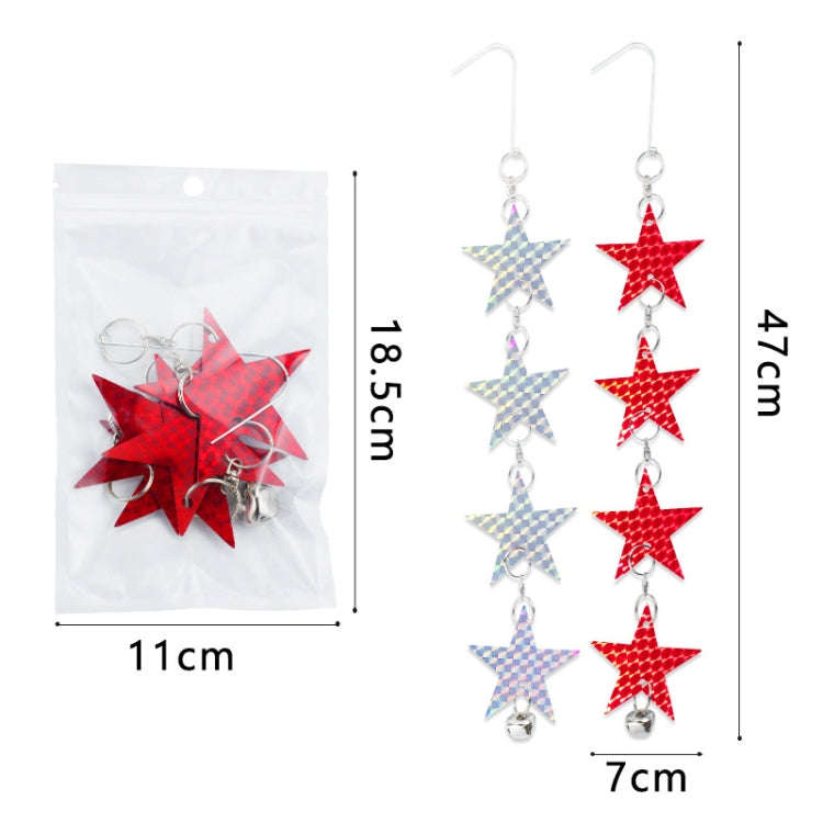 Garden Bird Repellent Decorative Pentagram Hanging Laser Reflective Piece(Red+Silver)
