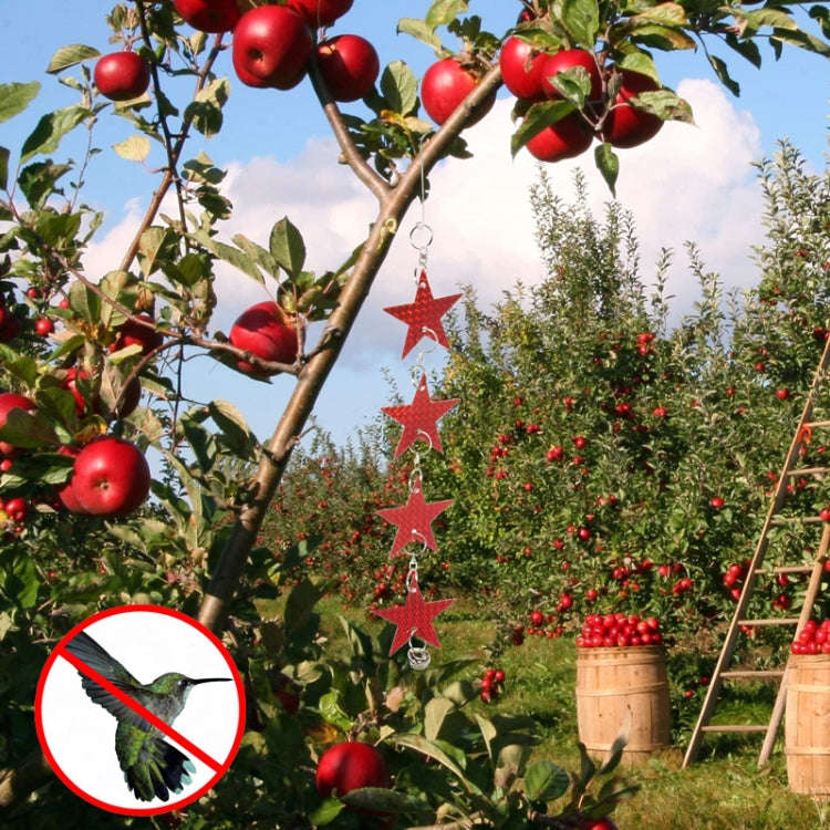 Garden Bird Repellent Decorative Pentagram Hanging Laser Reflective Piece(Red+Silver)