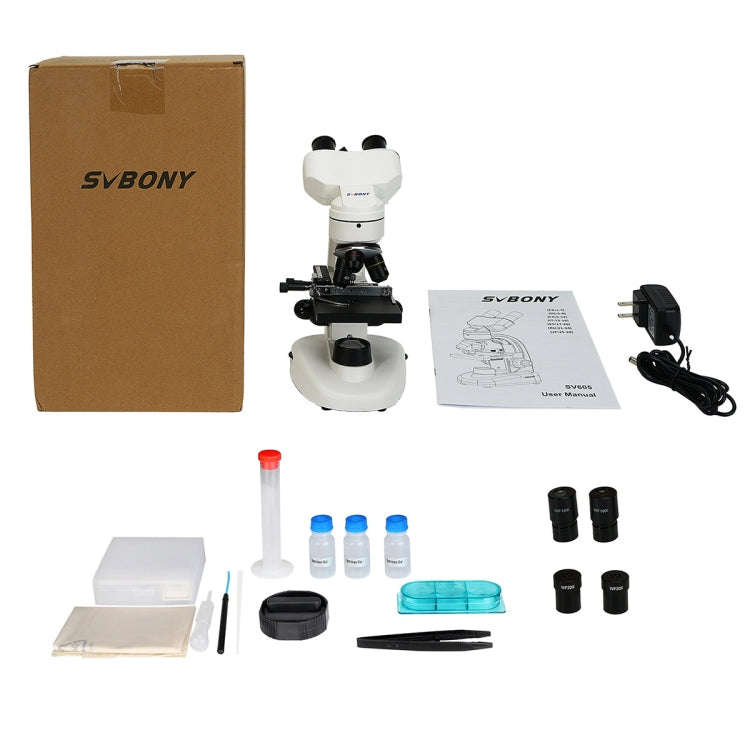 SVBONY SV605 40-1600X Compound Binocular Microscope, Adapter: US Plug