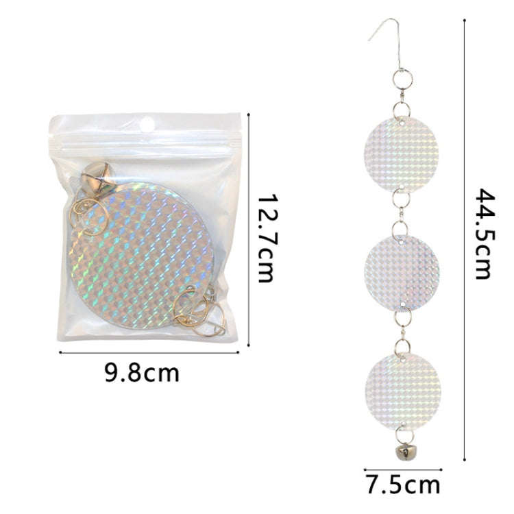 Garden Bird Repellent Decorative Round Hanging Laser Reflective Piece(Red And Silver)
