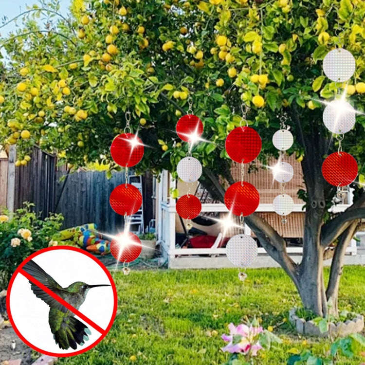 Garden Bird Repellent Decorative Round Hanging Laser Reflective Piece(Red And Silver)