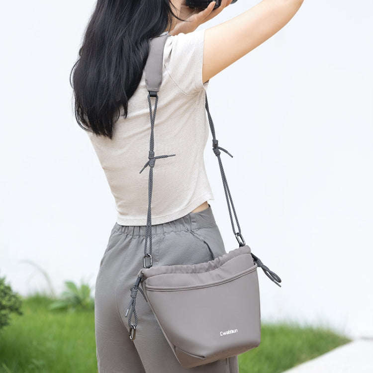 Cwatcun D159 Cloud Drawstring Camera Bag Shoulder Crossbody Photo Bag(Gray)