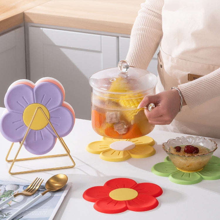 17.5cm Household Cherry Blossom Silicone Heat Insulating Mat Kitchen High Temperature Resistant B...