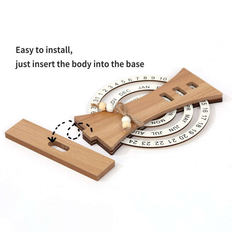 Wooden Manual Rotating Perpetual Calendar Home Decoration Ornaments(Moon)