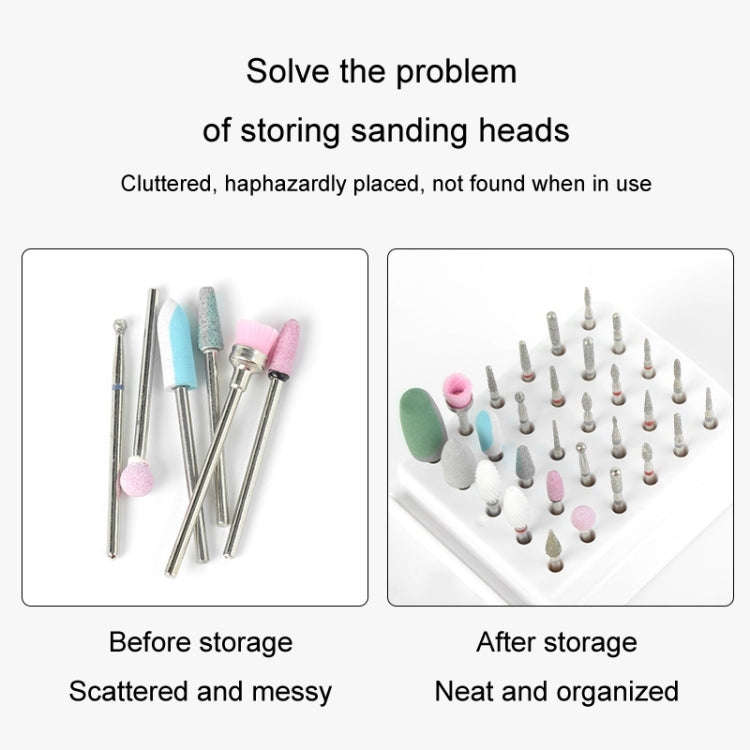 30 Holes Nail Art Drill Bits Storage Box Dustproof Display Rack With Cleaning Brush(Pink)