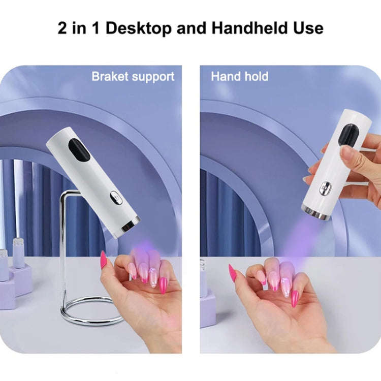 Mini UV Nail Lamp With Stand Handheld Fast Curing Lamp With Silicone Stamper Nail Dryer(White)